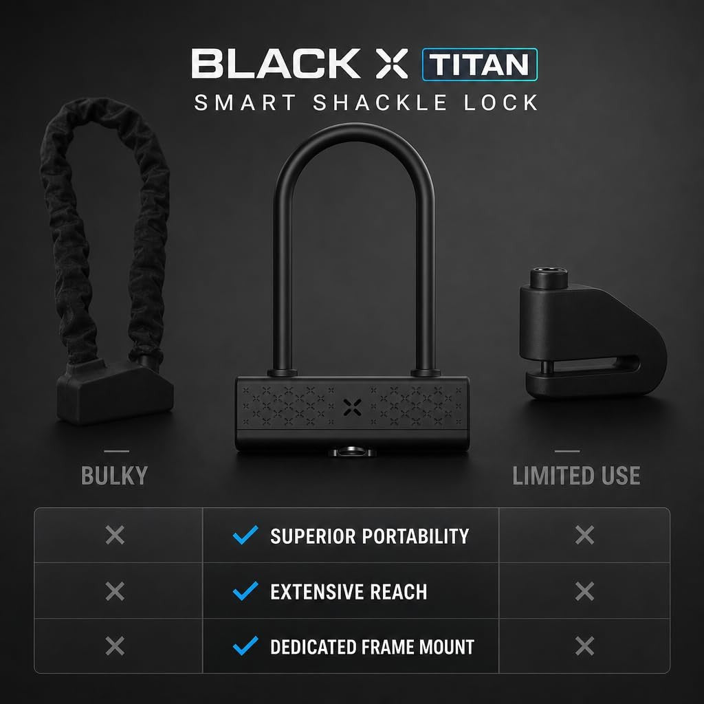 Black X Titan RockSolid Smart Shackle Lock, Bicycle, Motorcycle, Scooter or Bike 5