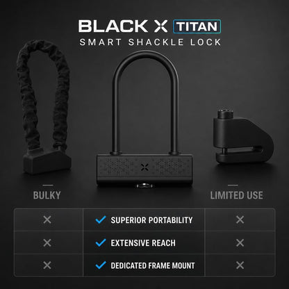 Black X Titan RockSolid Smart Shackle Lock, Bicycle, Motorcycle, Scooter or Bike 5