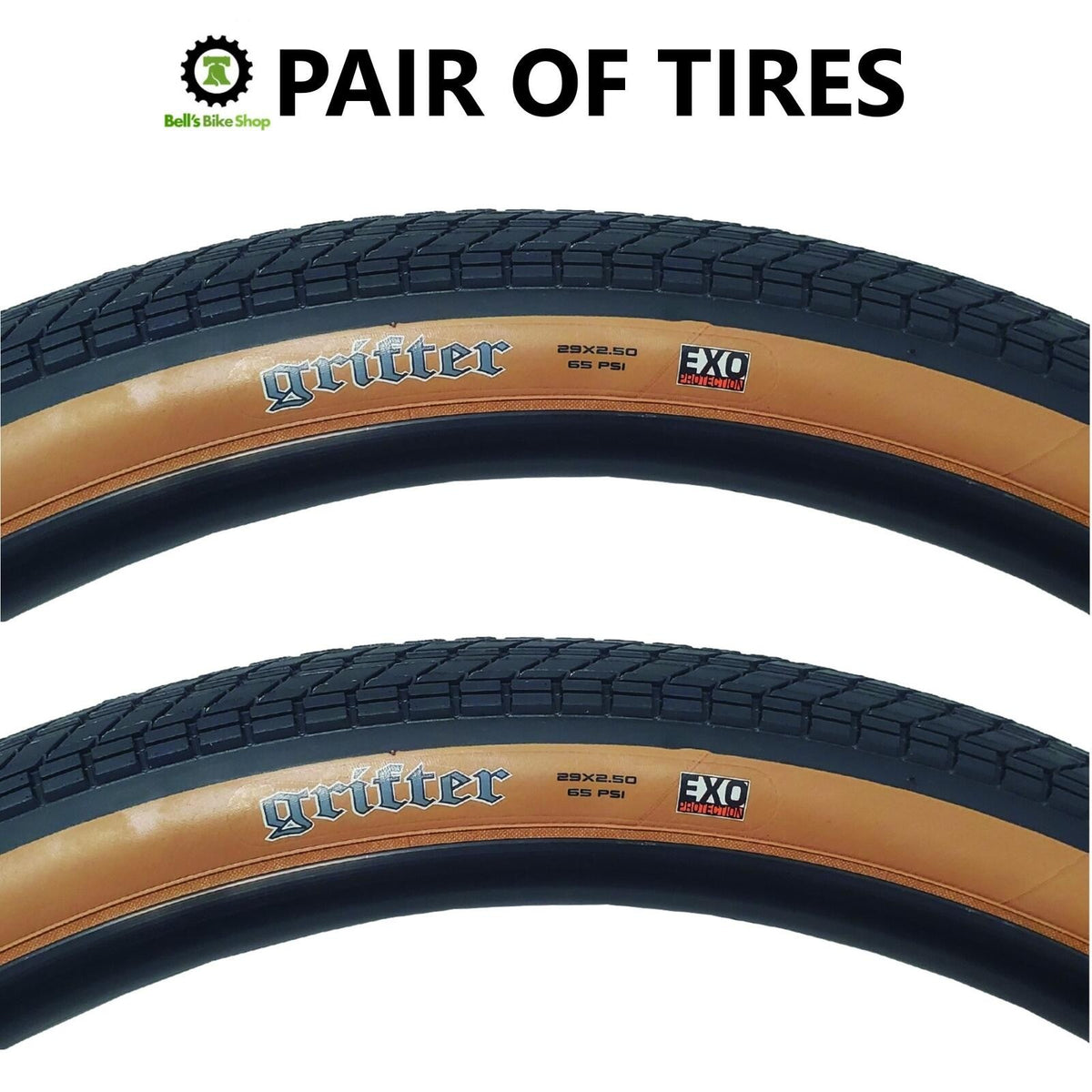 2 PACK: Maxxis Grifter Tire 29x2.5 Black/Tan 60TPI SC/EXO Wire BMX 29" PAIR 1