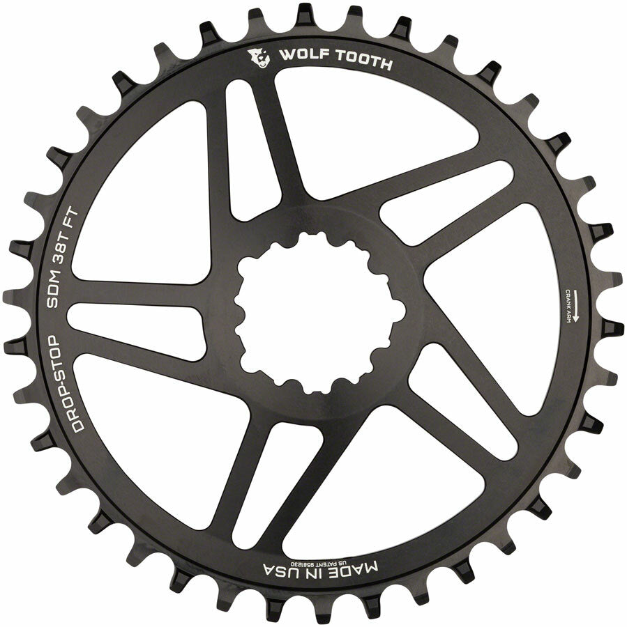 Wolf Tooth Direct Mount Chainring 38T for SRAM 6mm Offset Drop-Stop Flattop 1