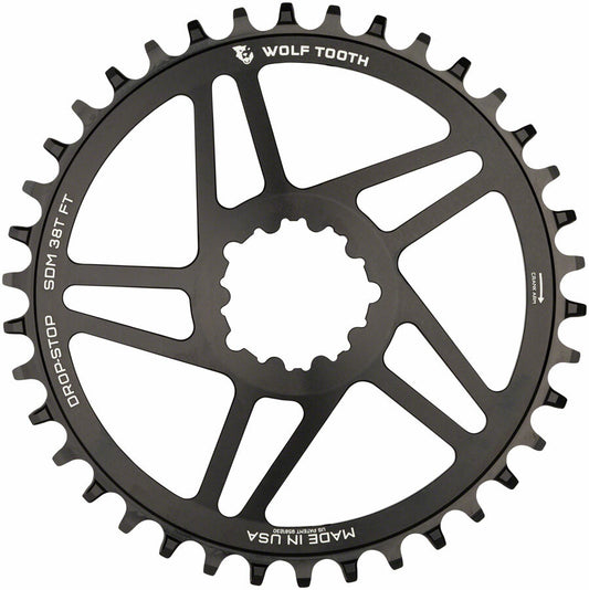 Wolf Tooth Direct Mount Chainring 38T for SRAM 6mm Offset Drop-Stop Flattop 1