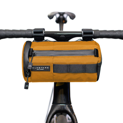 ALMSTHRE Signature Bar Bag – California Gold | Hard-Shell Bike Handlebar Bag 1
