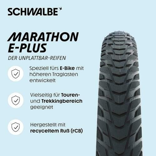 Schwalbe Marathon E-Plus Tire - 700 x 50, Clincher, Wire, Black/Reflective, 3