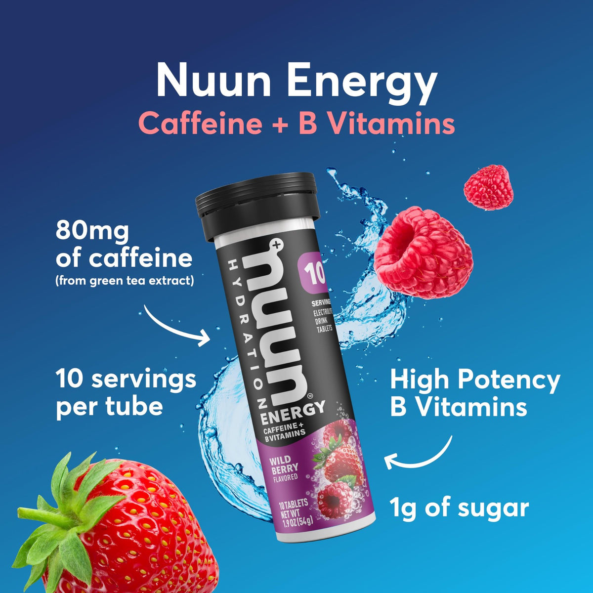 Nuun Energy Caffeine + B Vitamins Wild Berry, GF & Vegan, 8 Pack 2