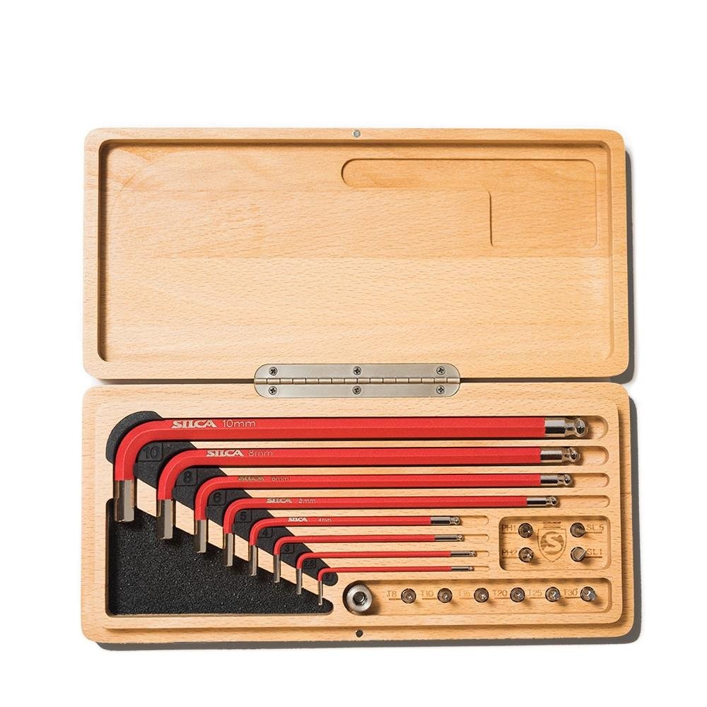 SILCA HX-ONE Home Essential Allen Key Set, L - Wrench Tool KIT, Wood Case 1