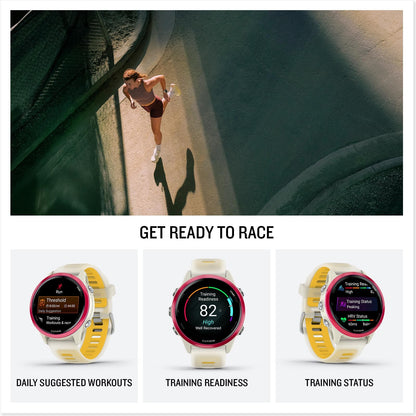 Garmin Forerunner 570 Watch 42mm Bone/Translucent Mango Silicone 4