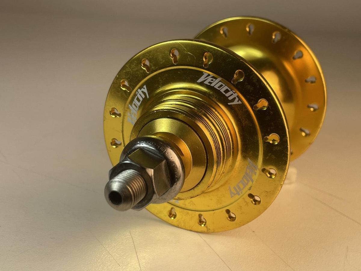 NOS Storage-Worn Velocity Rear Track Hub 32h x 120mm Fix / Free - Gold Anodized 3