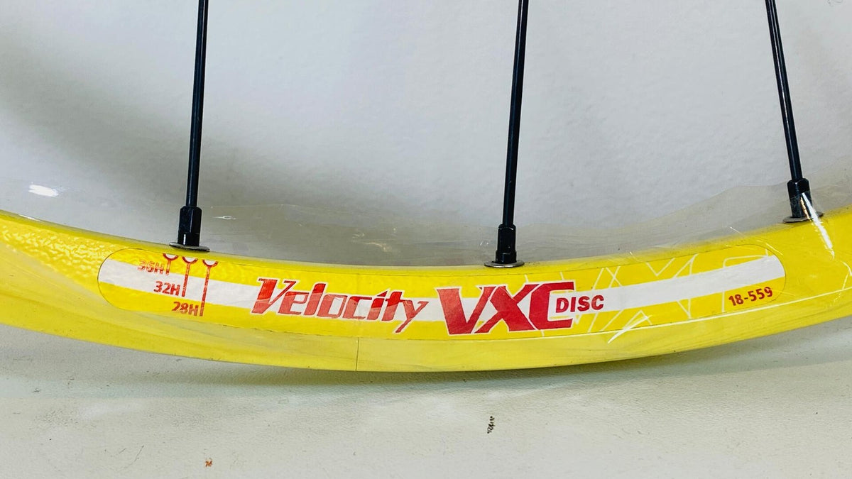 Velocity VXC 26" MTB Disc Wheelset 32h 6-Bolt 8-10 Speed 100/135 - Yellow/Black 3