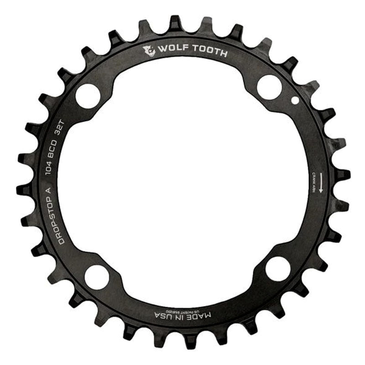 Wolf Tooth 104 BCD Chainring - 38t, 104 BCD, 4-Bolt, Drop-Stop B, Black 1