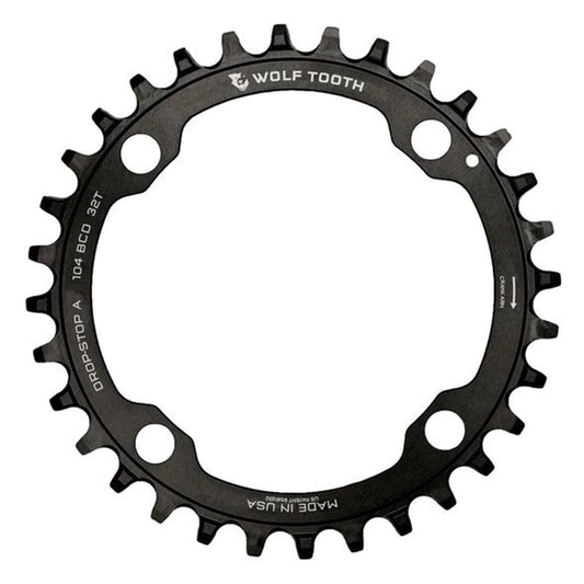 Wolf Tooth 104 BCD Chainring - 38t, 104 BCD, 4-Bolt, Drop-Stop B, Black 1