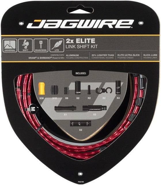 Jagwire 2x Elite Link Shift Cable Kit SRAM/Shimano Red 1