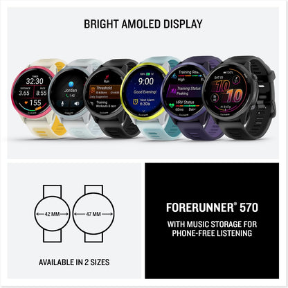 Garmin Forerunner 570 Watch 42mm Slate Grey/Translucent Black Silicone 7