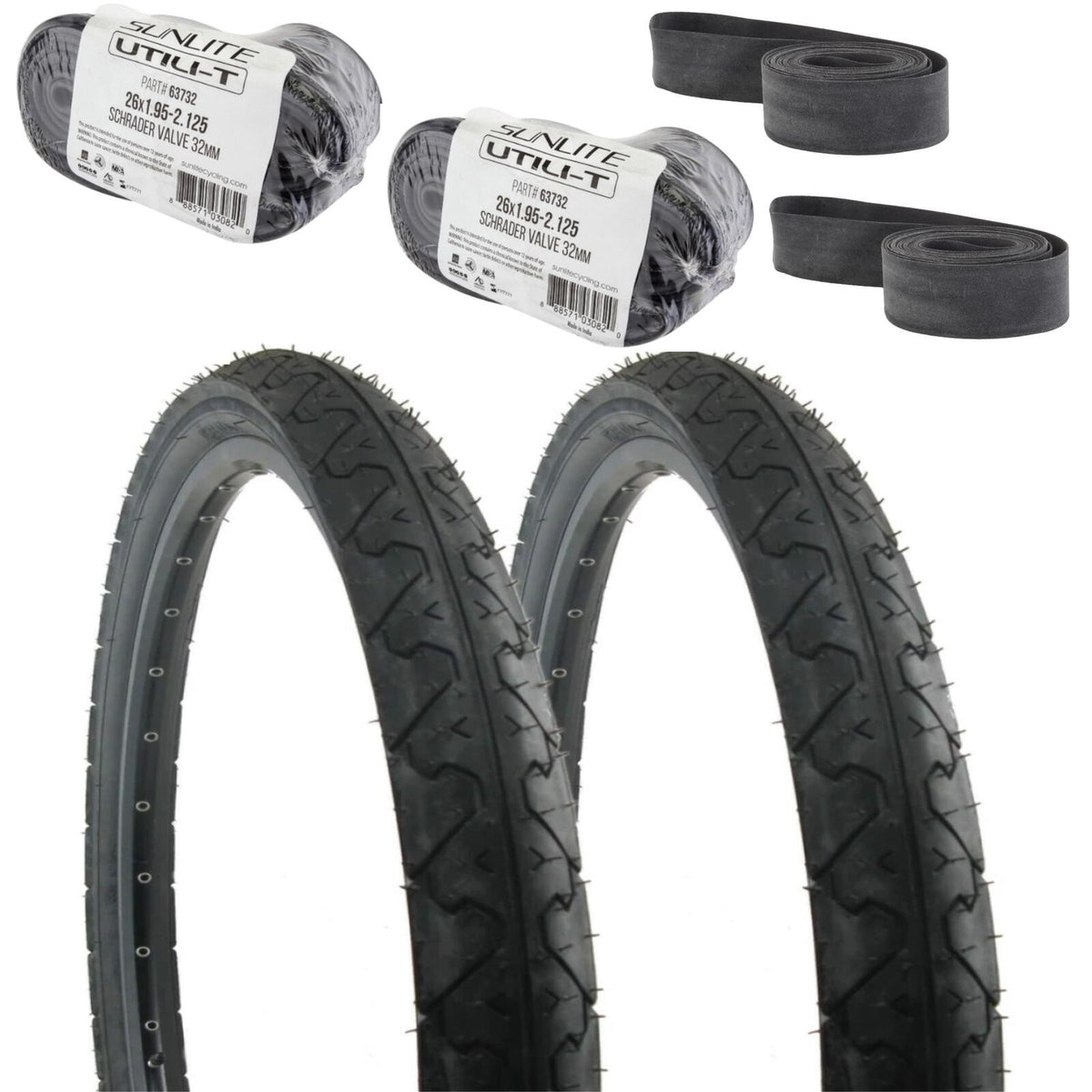 2-Pack of Kenda K838 26x1.95 MTB / Hybrid Tires + 26" Rim Strips + Sunlite Tubes 1