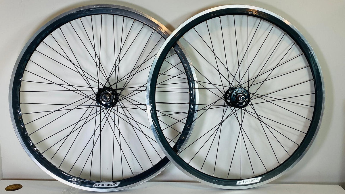 Velocity CHUKKER 700c Clincher Fixie Wheelset 36-F 48-R 100/120 - Black 1