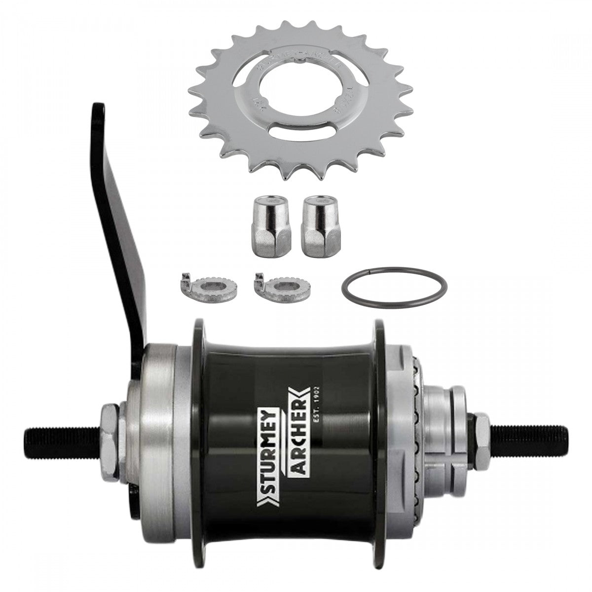 Sturmey Archer 2-Speed Kick Shift Rear Hub Kit 36H Black Alum 116mm 1