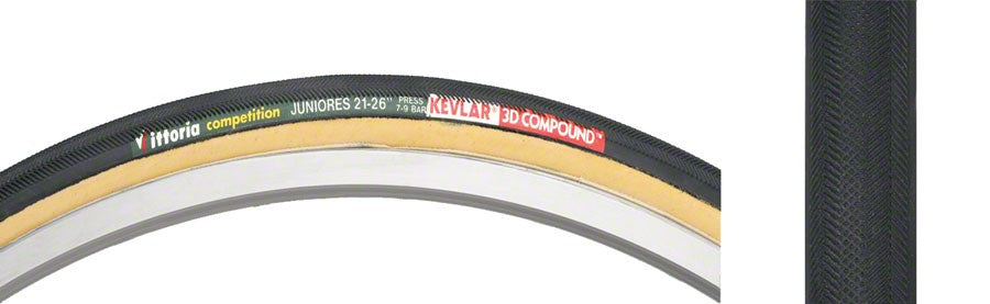 Vittoria Juniores Tire - 650c x 21, Tubular, Folding, Black/Tan, 220tpi 1