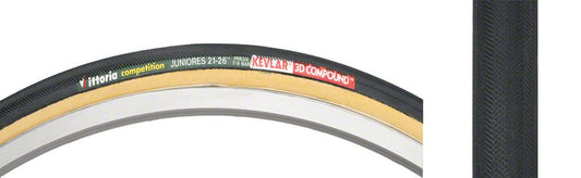 Vittoria Juniores Tire - 650c x 21, Tubular, Folding, Black/Tan, 220tpi 1