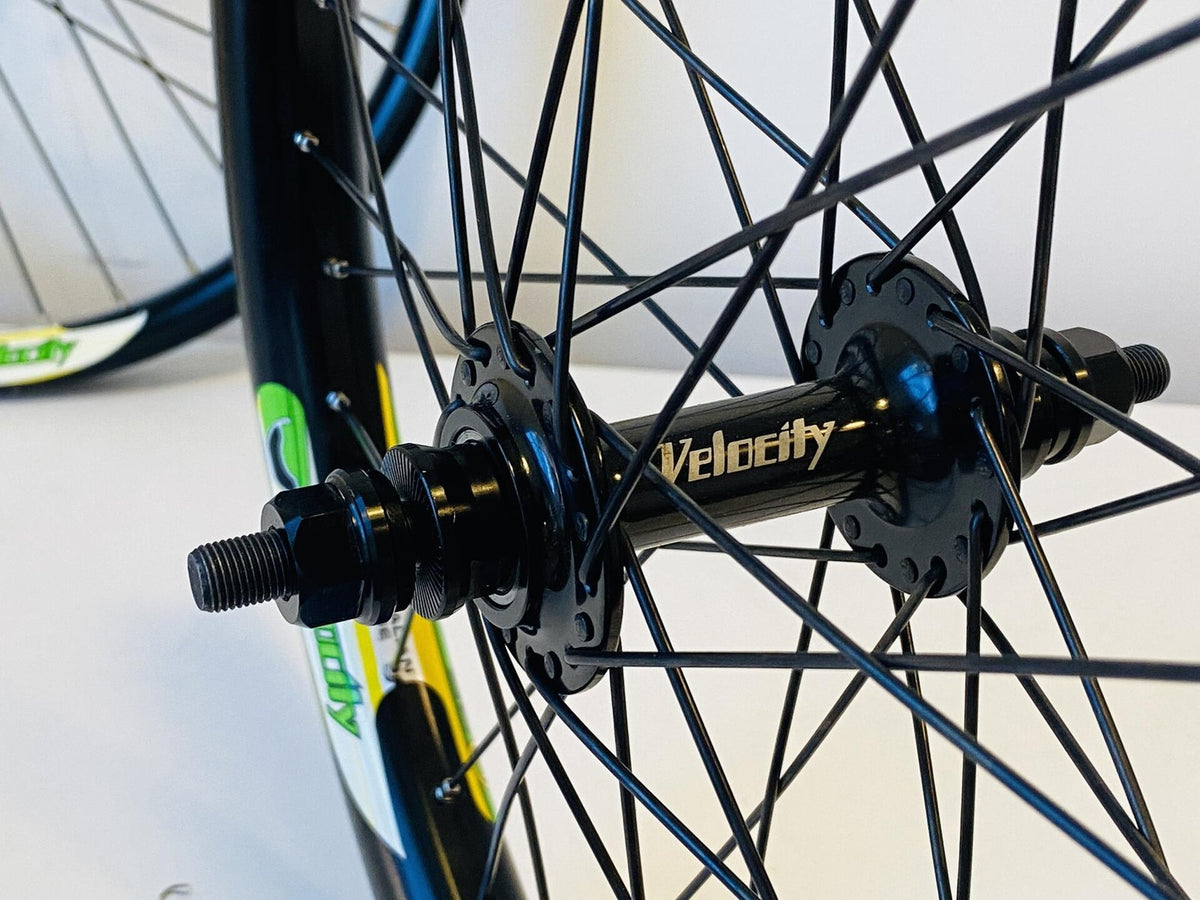 Velocity P-35 20" BMX Wheelset 36h 9t Cassette Hub 14mm Rear Axle 100/120 Black 10