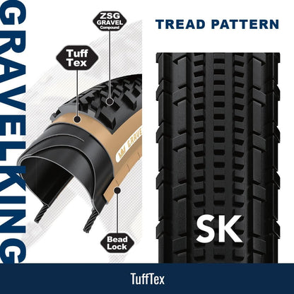 Panaracer GravelKing SK Tire 700x40c Folding Tubeless Black/Brown 2