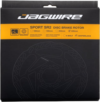 Jagwire Sport SR2 Disc Brake Rotor 220mm Center Lock Lockring 2.0mm 3