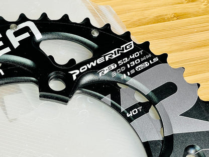 NOS RIDEA Power Ring Double Chainring Set 53/40t 130BCD 9-11s W2T LS 2