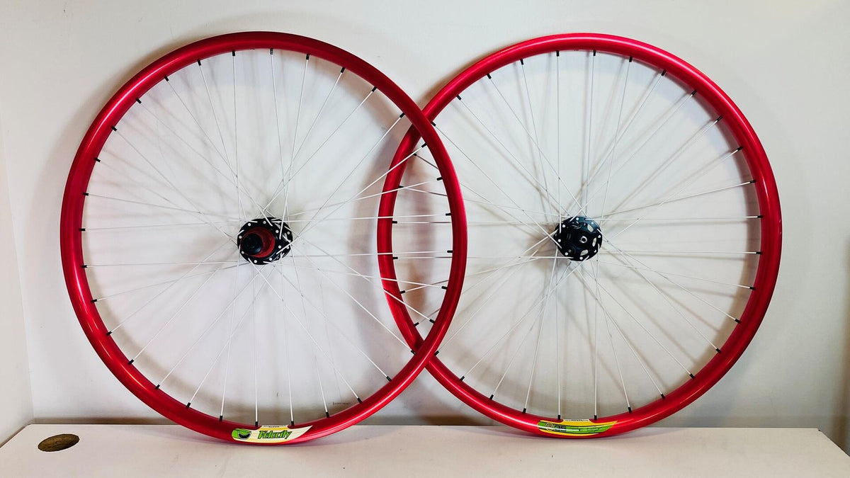 Velocity P-35 650b Gravel/MTB Disc Wheelset 32h 8-10 Speed 100/135 - Red 1