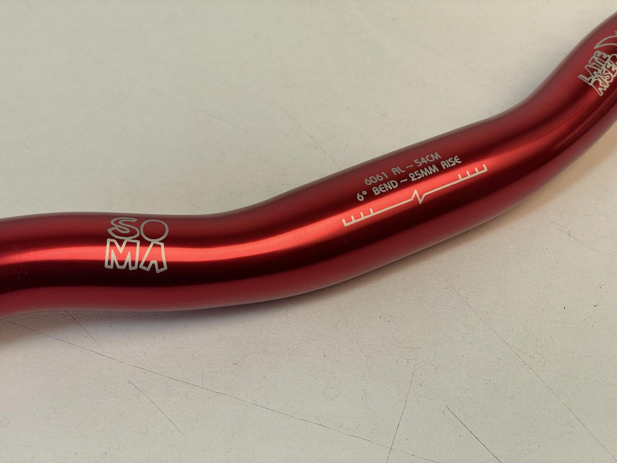NOS Soma Late Riser Handlebars 540mm x 25mm x 25.4mm Clamp - Red Anodized 4