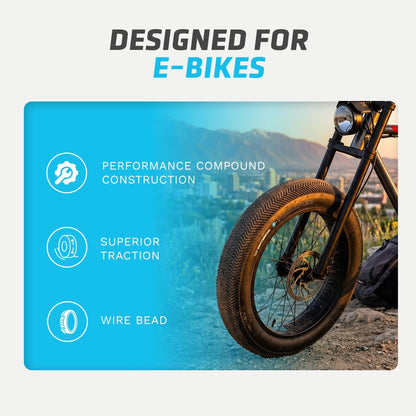 Vee Tires Trooper E-Bike Tire, 20" x 4" Bike Tire, Black 6