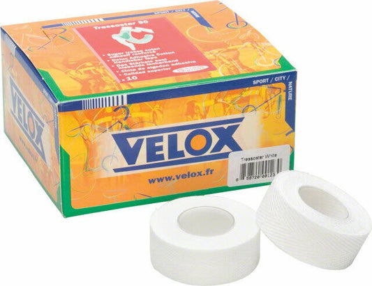 Velox Bicycle Tressostar Cloth Adhesive Handlebar Bar Tape White - Box of 10 1