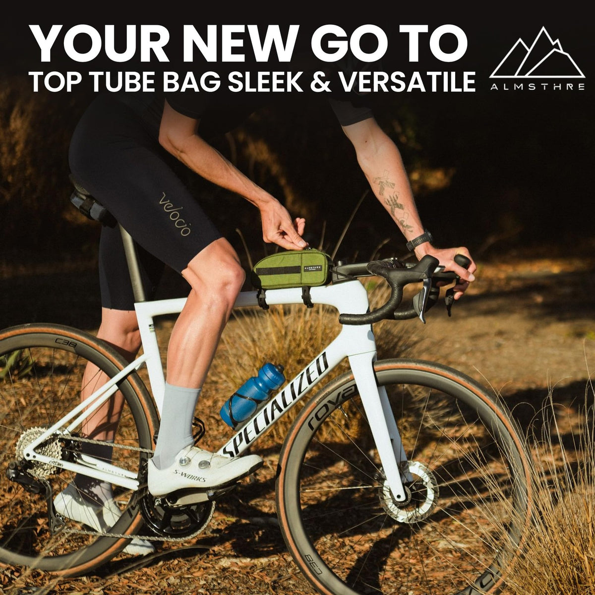 ALMSTHRE Top Tube Bag, Waterproof Zipper, Bolts or Strap Mount, Hunter Green 5