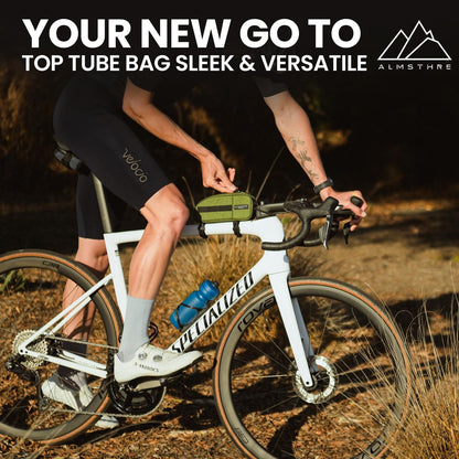 ALMSTHRE Top Tube Bag, Waterproof Zipper, Bolts or Strap Mount, Hunter Green 5