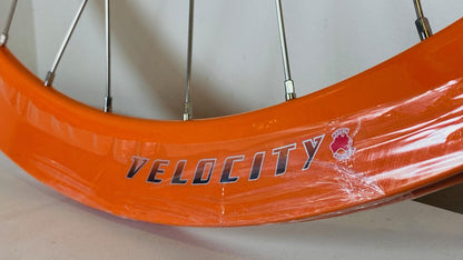Velocity B-43 700c Track/Fixie Wheelset 32h Fix / Free 100/120 Radial F - Orange 4
