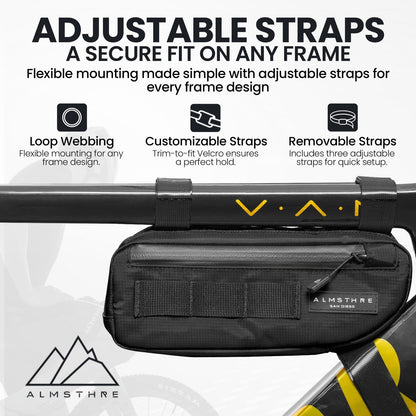 ALMSTHRE Compact Bike Frame Bag – Midnight Black | Weather-Resistant, Waterproof 3
