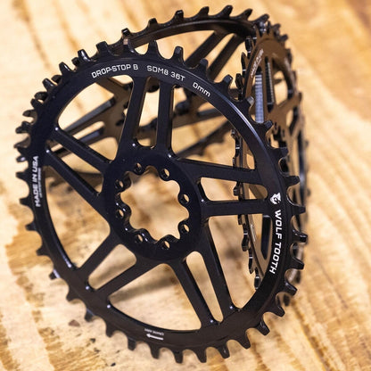 Wolf Tooth Direct Mount Chainring 32T Drop-Stop B SRAM 8-Bolt, 3mm Offset, Black 2