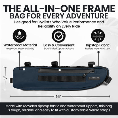 ALMSTHRE Signature Bike Frame Bag - Cosmic Blue, Small/Medium Sizing | Durable 2