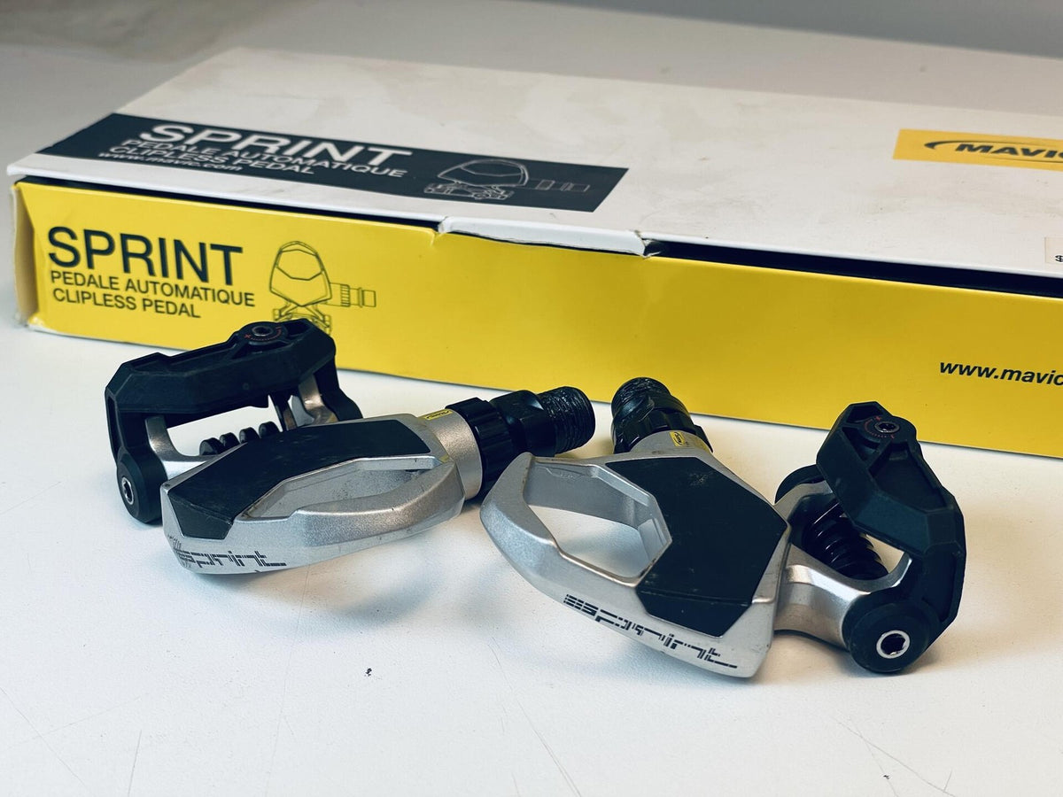 Vintage Mavic Sprint Clipless Pedals 9/16" Silver w/o Cleats Excellent Condition 2