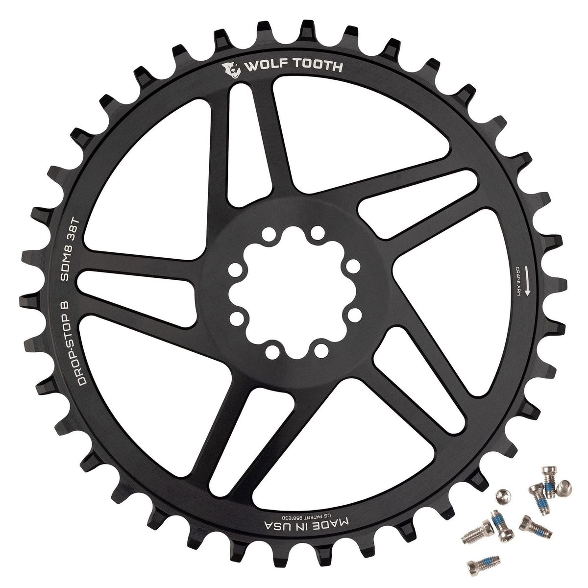 Wolf Tooth Direct Mount Chainring 38T Drop-Stop B for SRAM 8-Bolt Cranksets, 6mm 1