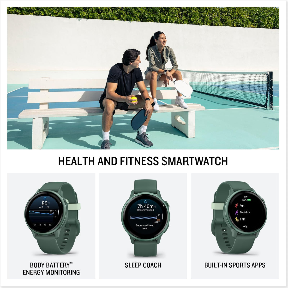 Garmin vivoactive 6 Fitness GPS Smartwatch AMOLED Display Metallic Jasper Green 3