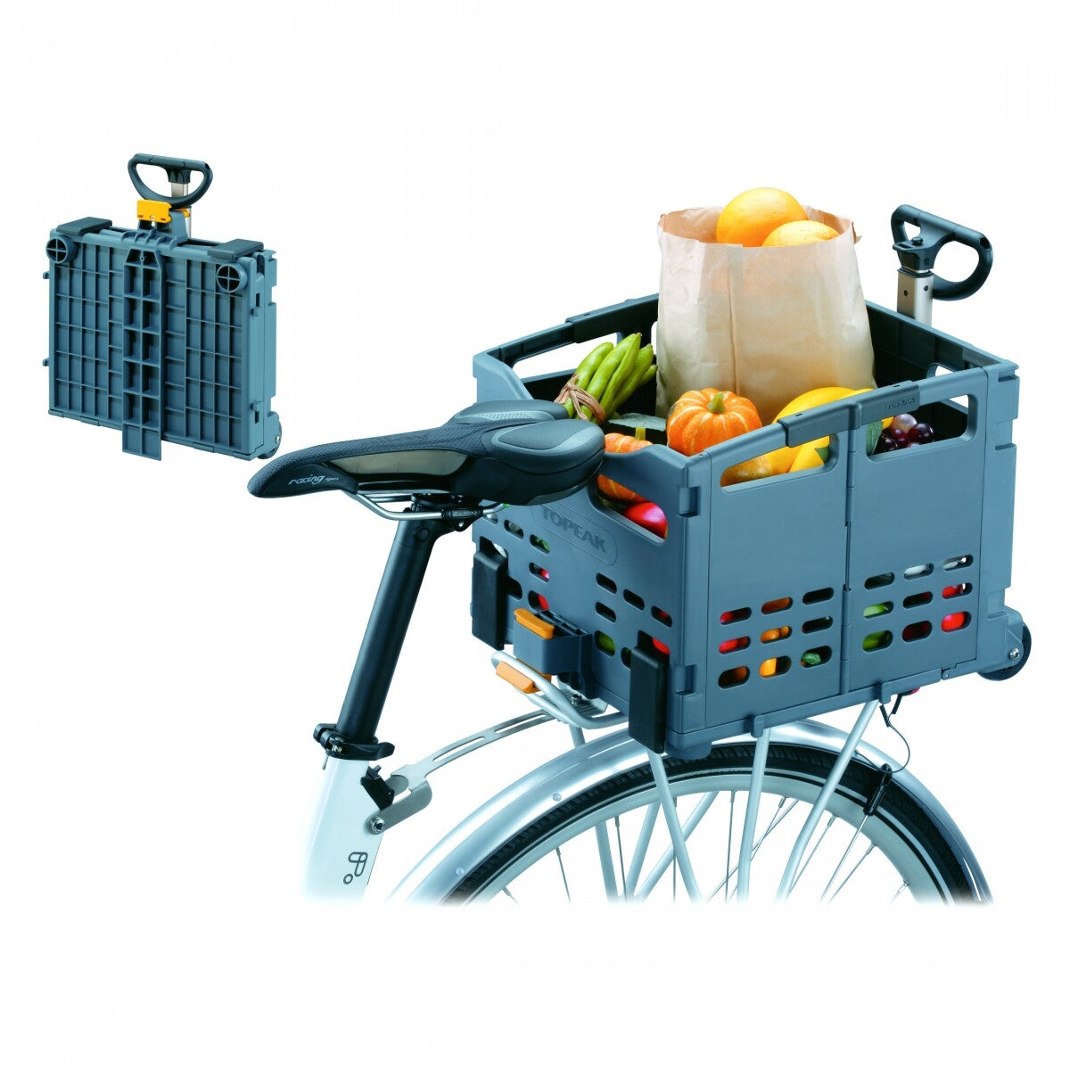 Topeak Trolley Tote MTX Rear Folding Basket + Extension Handle & Wheels - TB2008 1