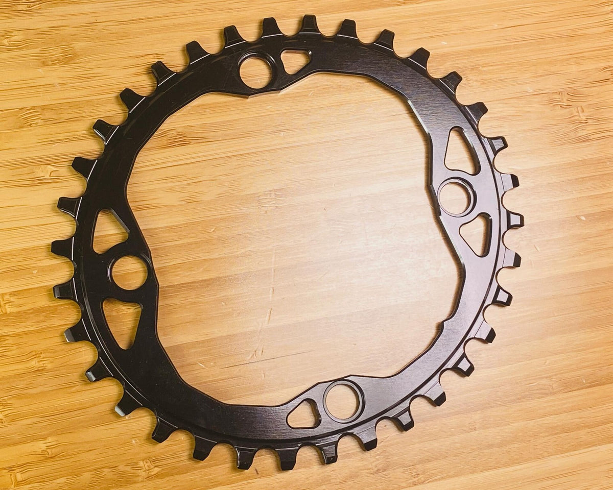 absoluteBLACK OVAL 104/64bcd 4-Bolt n/w Chainring 34t - Black 2