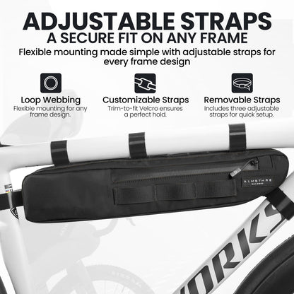 ALMSTHRE Signature Bike Frame Bag - Midnight Black, Large/XL Sizing | Durable 4