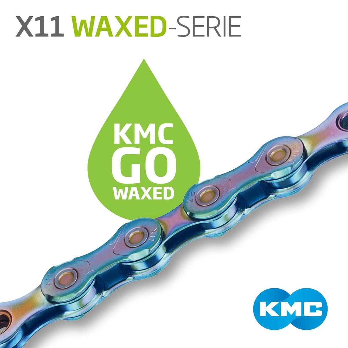 KMC X11 Waxed 11 Speed Chain, Aurora Blue, 118 Link 6