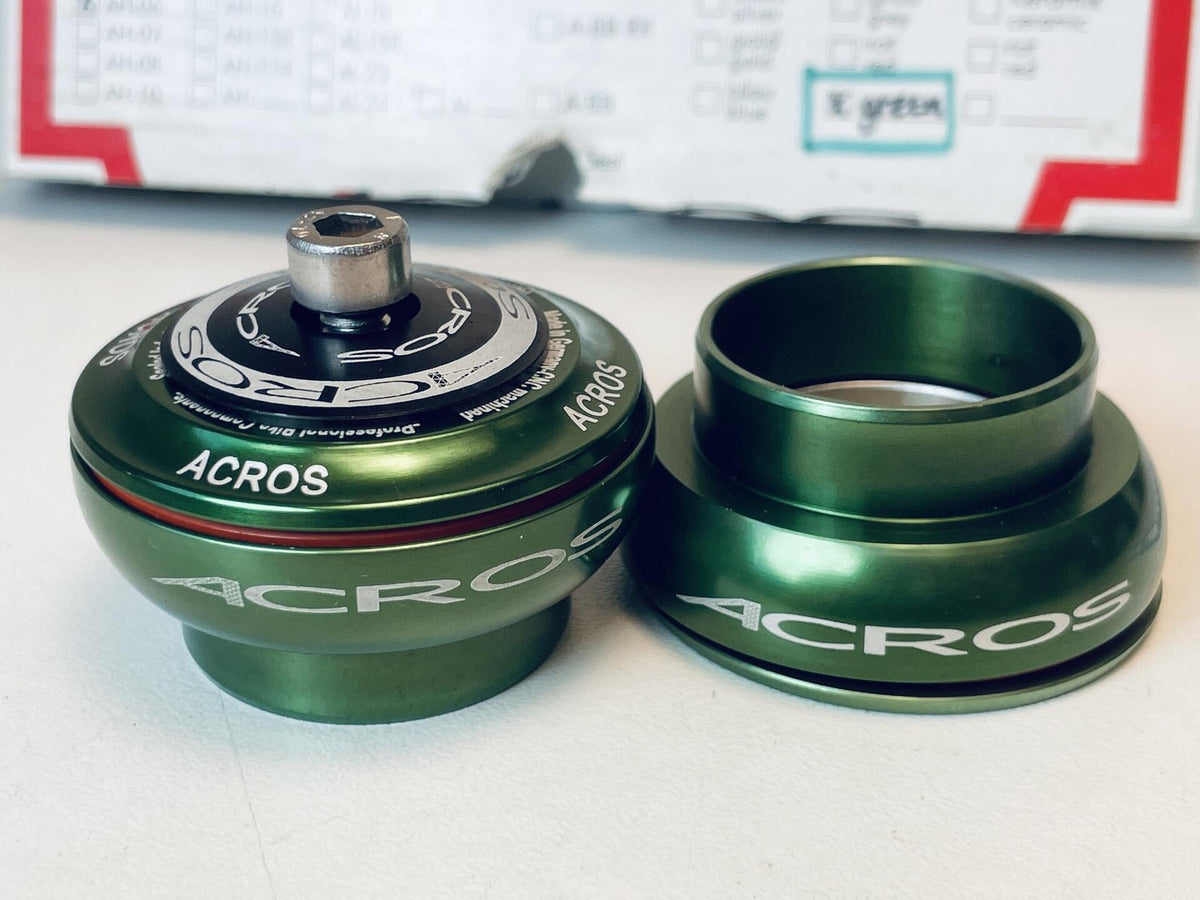 NOS ACROS AH-06 Series Threadless 1-1/8" Headset Steel Bearings, Green Anodized 2