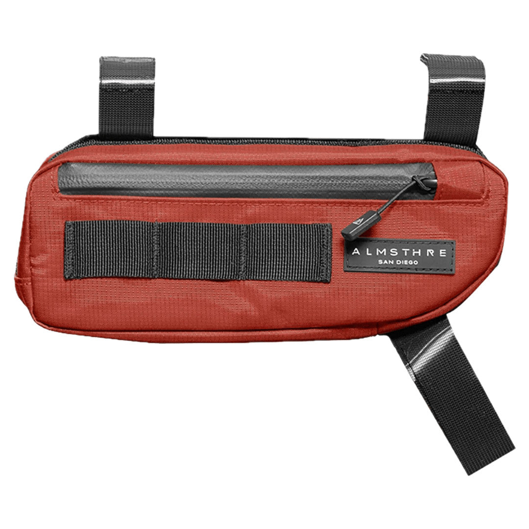 ALMSTHRE Compact Bike Frame Bag, Weather-Resistant, Waterproof Zippers, Rust Red 1
