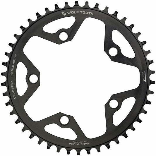 Wolf Tooth Components 5x110BCD CX/Road (Flat Top) Chainring, 46T - Blk 1