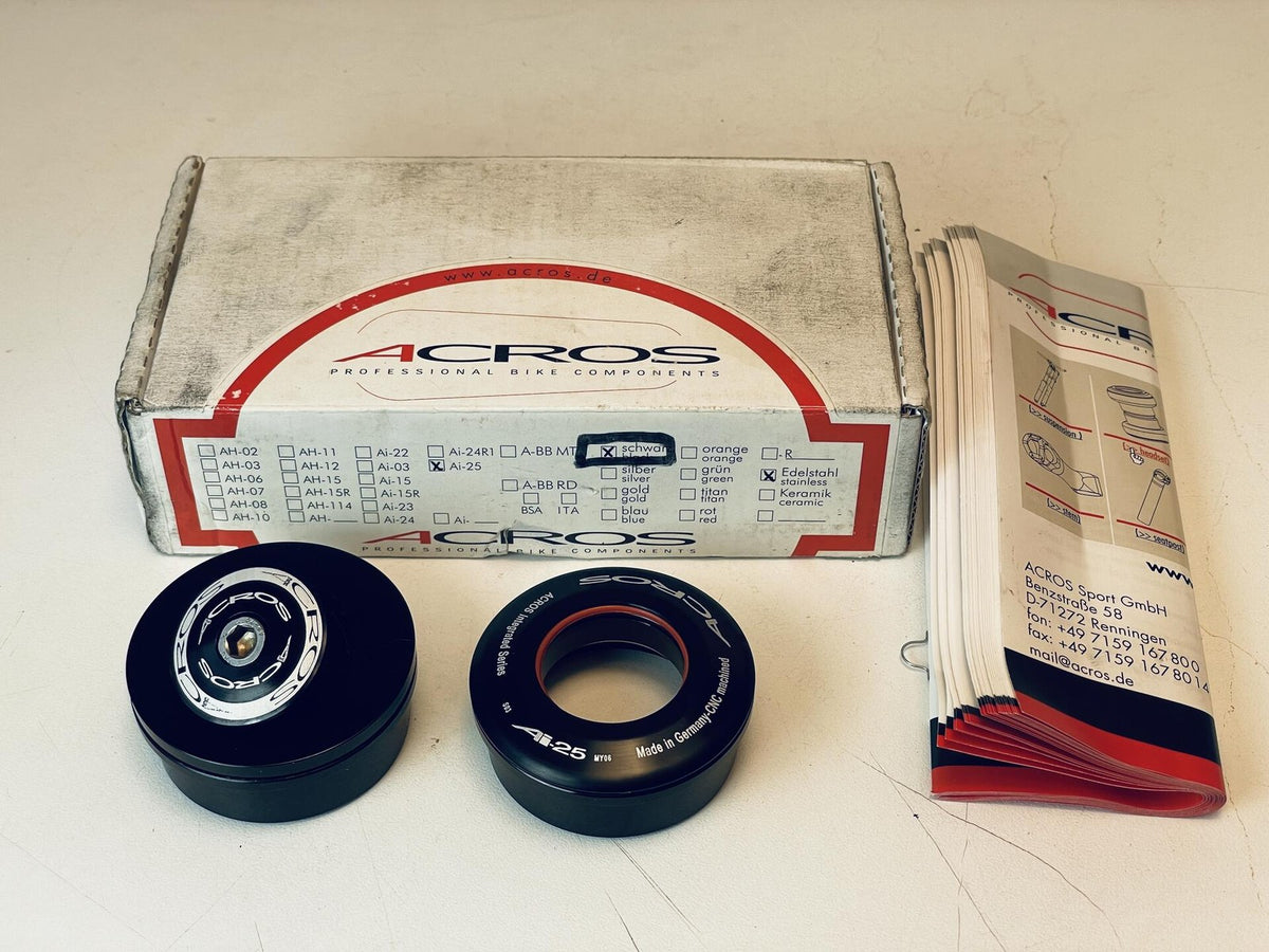 NOS ACROS Ai-25 S03 Integrated Threadless 1-1/8" Headset Steel Bearings, Black 1