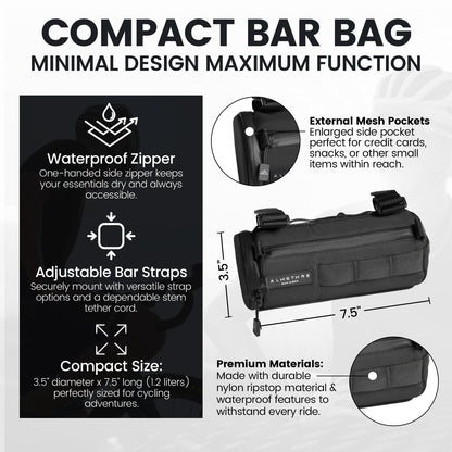 ALMSTHRE Compact Bar Bag, Waterproof Zipper & Adjustable Straps, Midnight Black 2