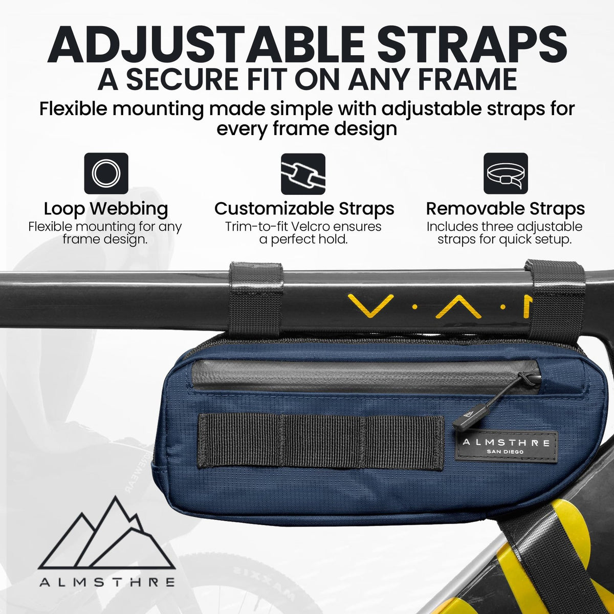 ALMSTHRE Compact Bike Frame Bag, Weather-Resistant, Cosmic Blue 3