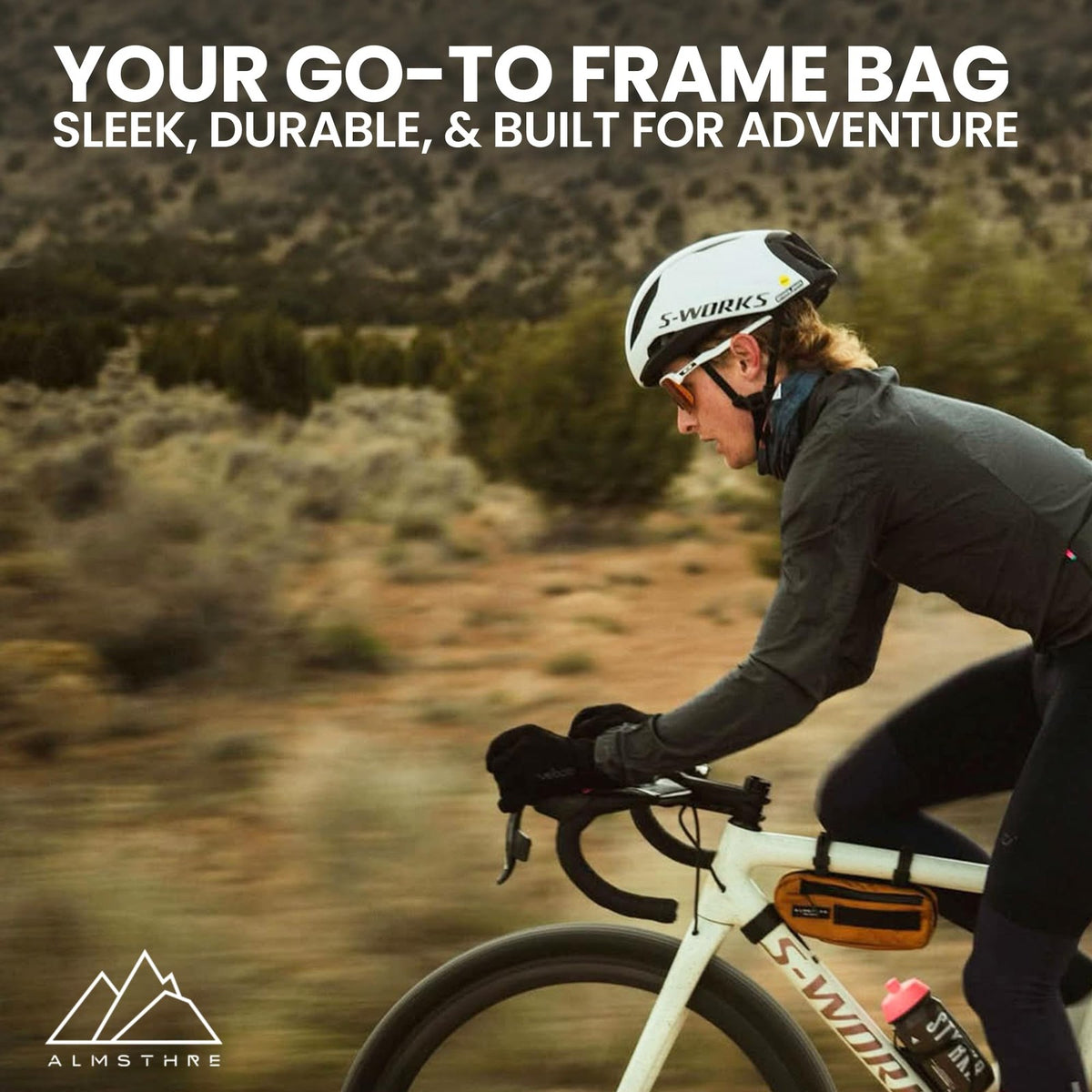 ALMSTHRE Compact Bike Frame Bag, Weather-Resistant, Waterproof Zippers, Rust Red 6