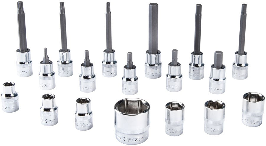 Park Tool SBS-1.3 18-Piece Socket and Bit Set 3/8" Drive Silver 1